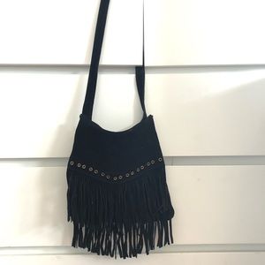 Black Suede Fringe satchel